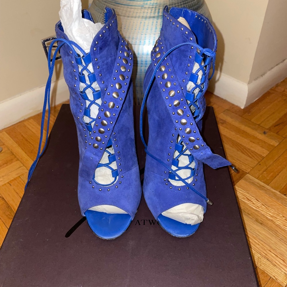 Royal Blue Brian Atwood Suede Booties